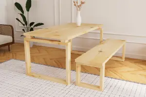 Lotus Ahşap Yemek Masası + Bench 